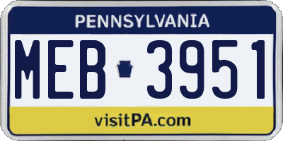 PA license plate MEB3951