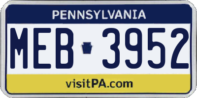 PA license plate MEB3952