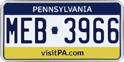 PA license plate MEB3966