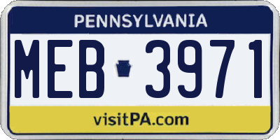 PA license plate MEB3971