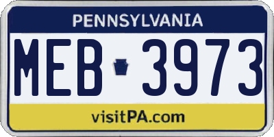 PA license plate MEB3973