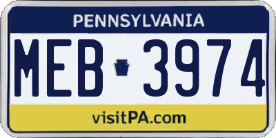 PA license plate MEB3974