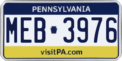 PA license plate MEB3976