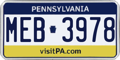 PA license plate MEB3978