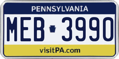PA license plate MEB3990