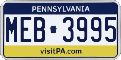 PA license plate MEB3995