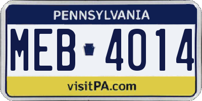 PA license plate MEB4014