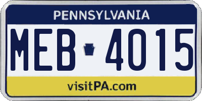 PA license plate MEB4015