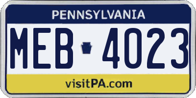 PA license plate MEB4023