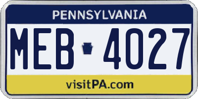 PA license plate MEB4027