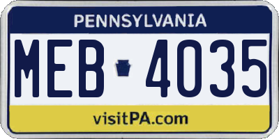 PA license plate MEB4035