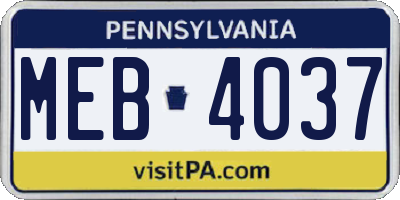 PA license plate MEB4037