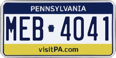 PA license plate MEB4041
