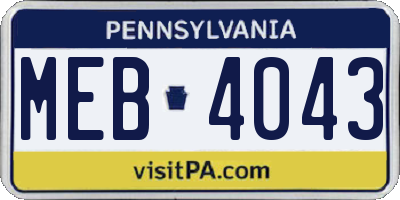 PA license plate MEB4043