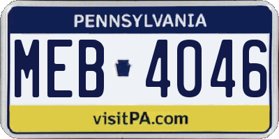 PA license plate MEB4046