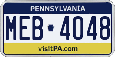 PA license plate MEB4048