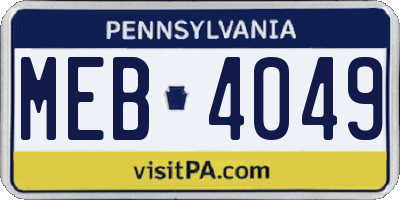 PA license plate MEB4049