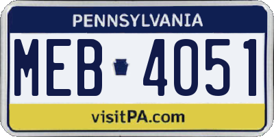 PA license plate MEB4051