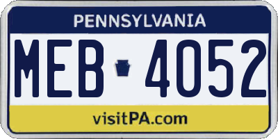 PA license plate MEB4052
