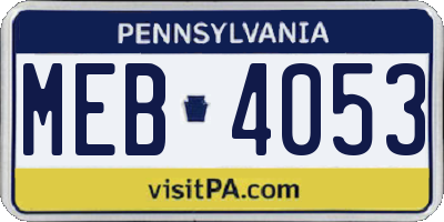 PA license plate MEB4053