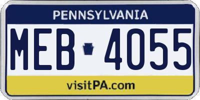 PA license plate MEB4055