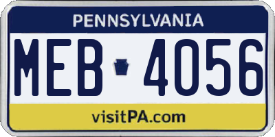 PA license plate MEB4056