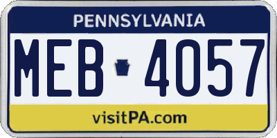 PA license plate MEB4057