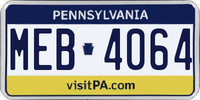 PA license plate MEB4064