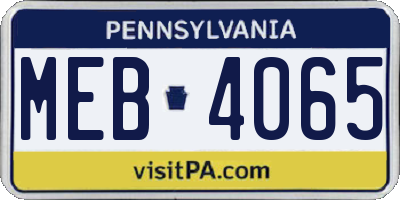 PA license plate MEB4065
