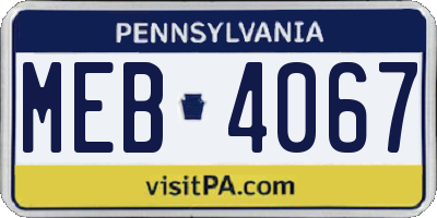 PA license plate MEB4067