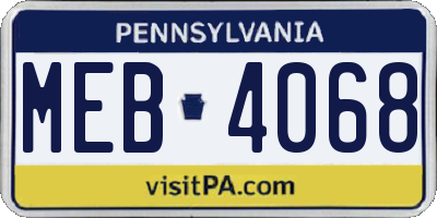 PA license plate MEB4068
