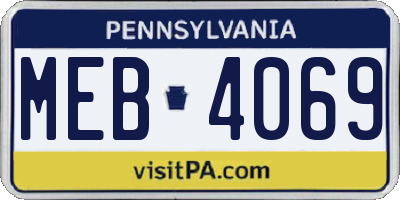 PA license plate MEB4069