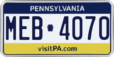 PA license plate MEB4070