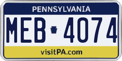 PA license plate MEB4074