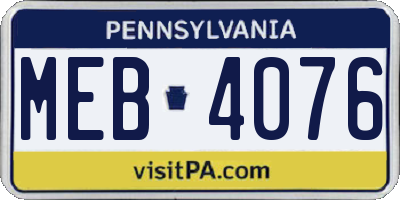 PA license plate MEB4076