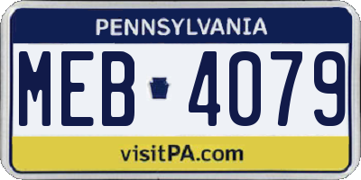 PA license plate MEB4079
