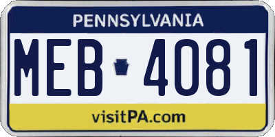 PA license plate MEB4081