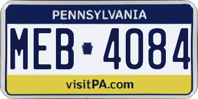 PA license plate MEB4084