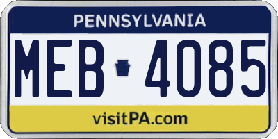 PA license plate MEB4085
