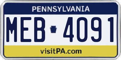 PA license plate MEB4091