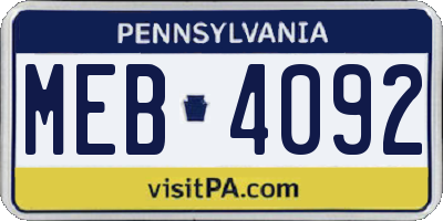 PA license plate MEB4092