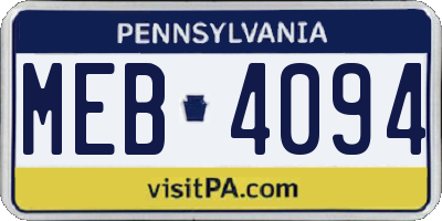 PA license plate MEB4094