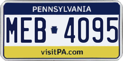 PA license plate MEB4095