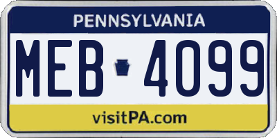 PA license plate MEB4099