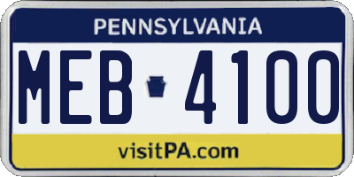 PA license plate MEB4100