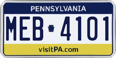PA license plate MEB4101