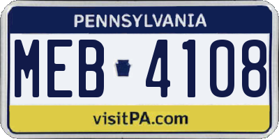 PA license plate MEB4108