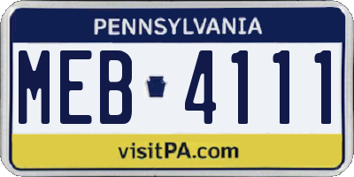 PA license plate MEB4111