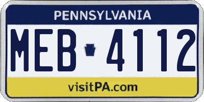 PA license plate MEB4112