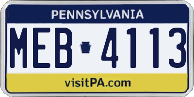 PA license plate MEB4113